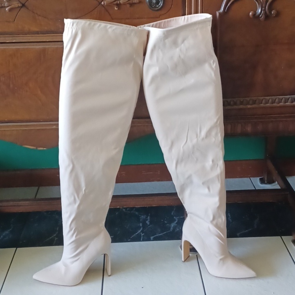Liliana Nude over the knee/thigh high boots, sz 9